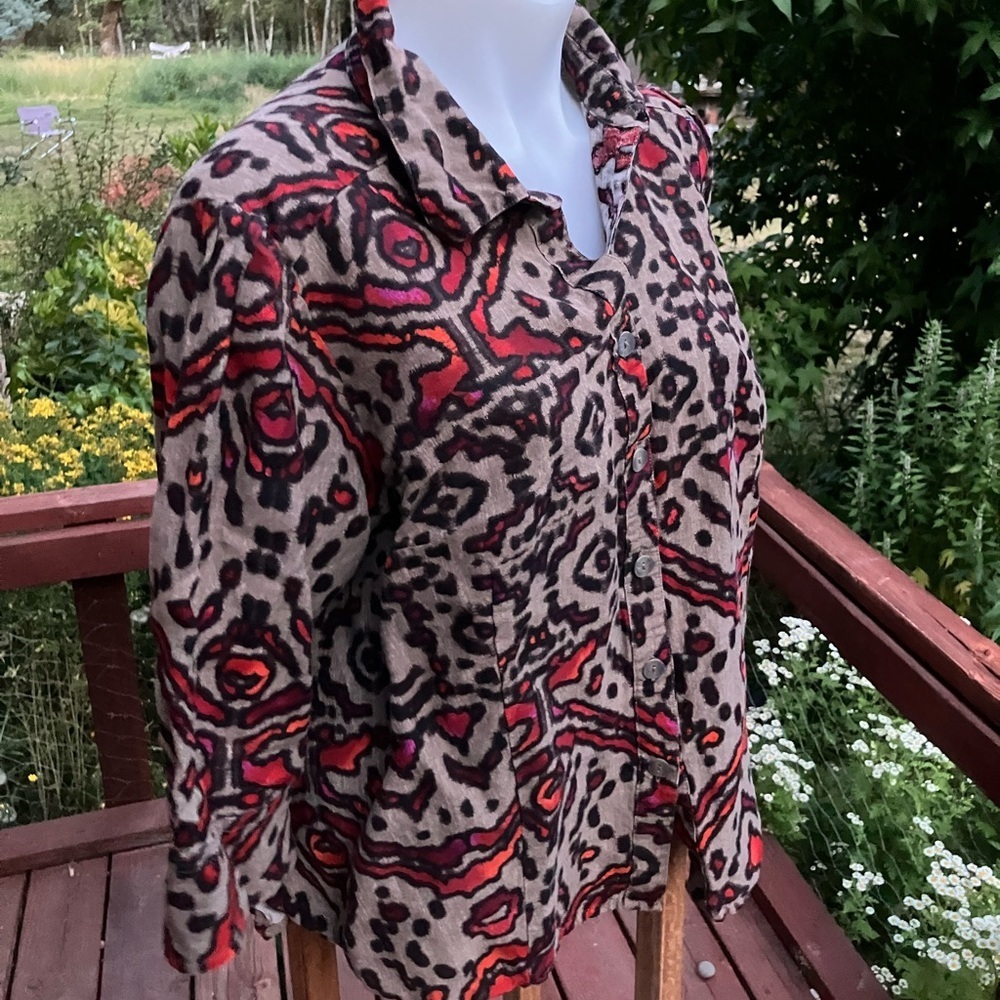 Linen blend patterned blouse by east 5th womens plus 1X